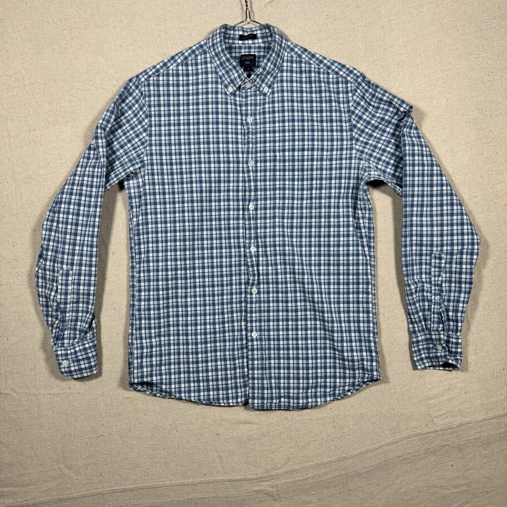 J.Crew Men's Slim Fit Button Down Shirt Blue Plaid Cotton‎ Size M